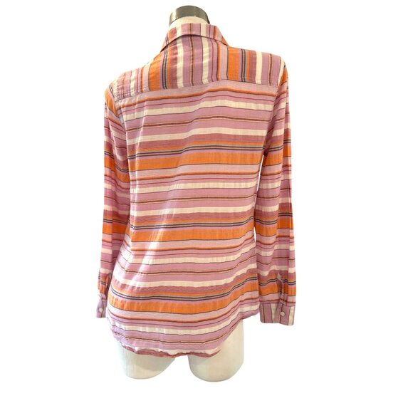 J.MCLAUGHLIN~ Women’s Button-Up Striped Shirt ~S~Cotton Pink/Orange Long Sleeve - Picture 3 of 9